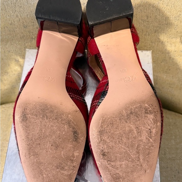 J.Crew Millie Deep Ruby Plaid Patent Toe Ankle Strap Block Heels Pumps Size 6.5 - Picture 4 of 5